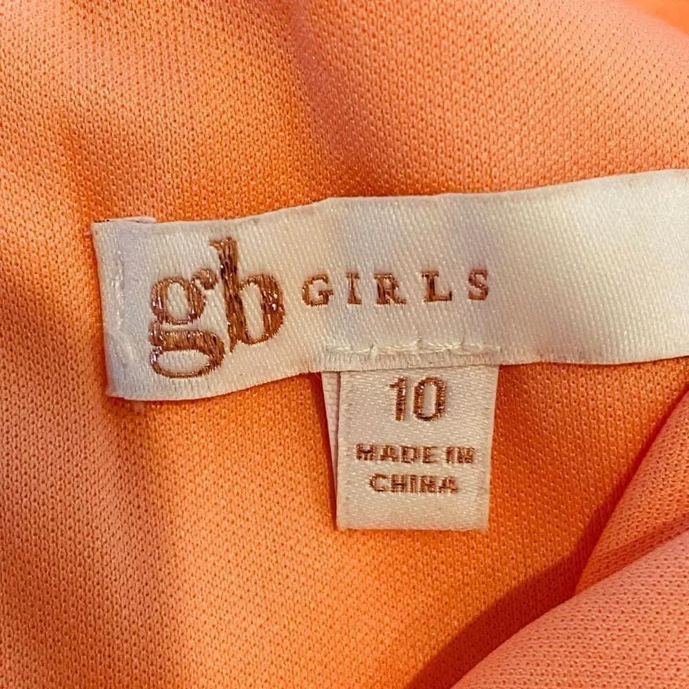 Gianni Bini GB Girls Back Zip V-neck Layered Ruffle Dress Pink Size 10